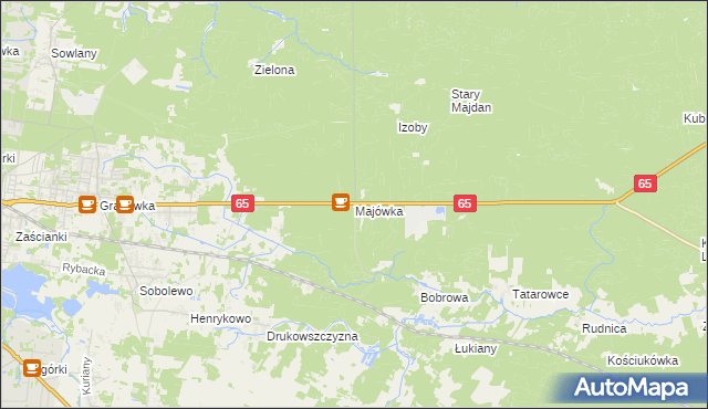 mapa Majówka gmina Supraśl, Majówka gmina Supraśl na mapie Targeo