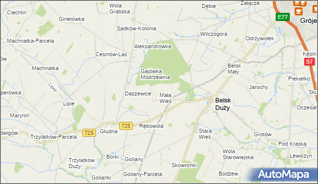 mapa Mała Wieś gmina Belsk Duży, Mała Wieś gmina Belsk Duży na mapie Targeo