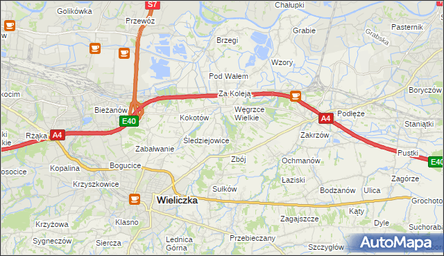 mapa Mała Wieś gmina Wieliczka, Mała Wieś gmina Wieliczka na mapie Targeo