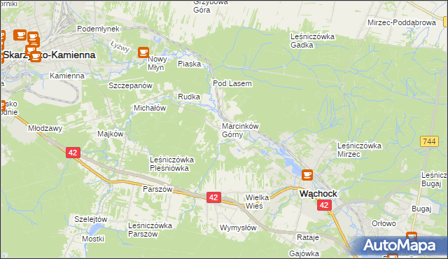 mapa Marcinków gmina Wąchock, Marcinków gmina Wąchock na mapie Targeo