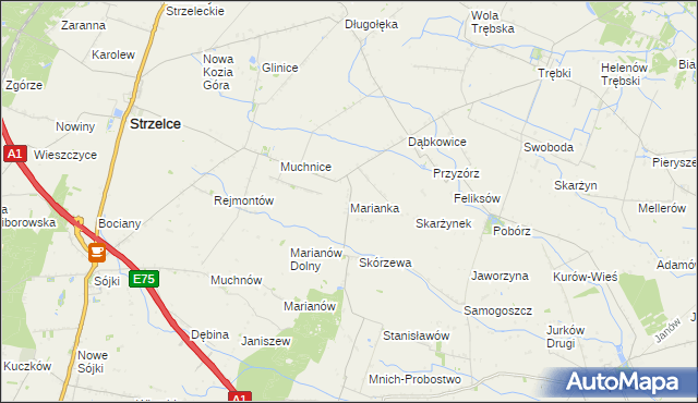 mapa Marianka gmina Strzelce, Marianka gmina Strzelce na mapie Targeo