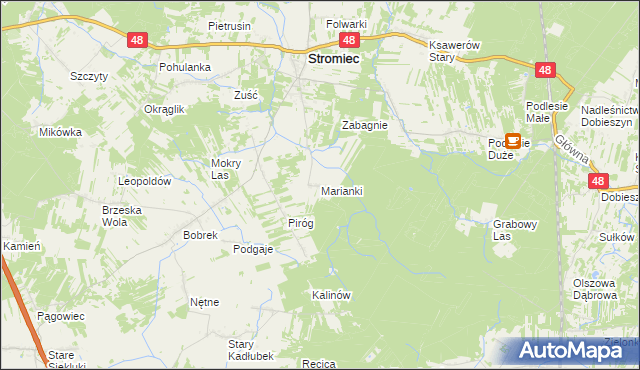 mapa Marianki gmina Stromiec, Marianki gmina Stromiec na mapie Targeo