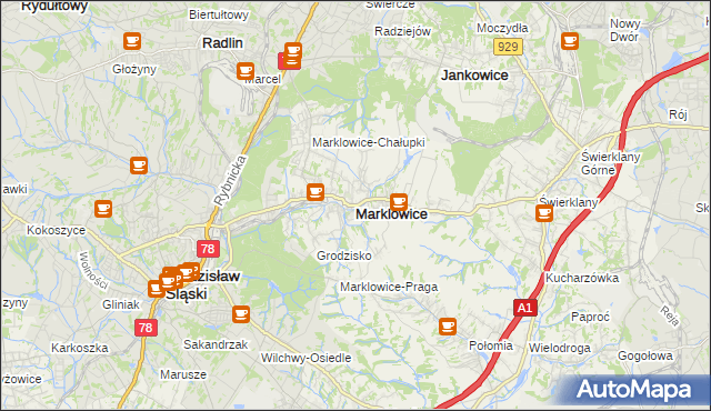 mapa Marklowice, Marklowice na mapie Targeo