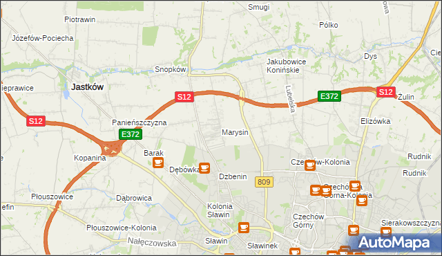 mapa Marysin gmina Jastków, Marysin gmina Jastków na mapie Targeo