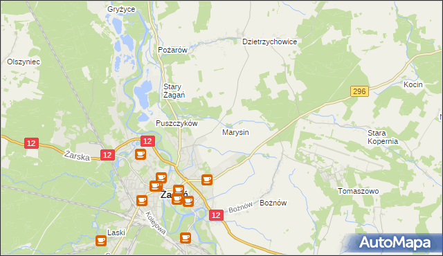 mapa Marysin gmina Żagań, Marysin gmina Żagań na mapie Targeo