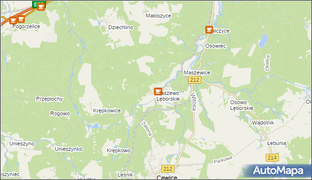 mapa Maszewo Lęborskie, Maszewo Lęborskie na mapie Targeo