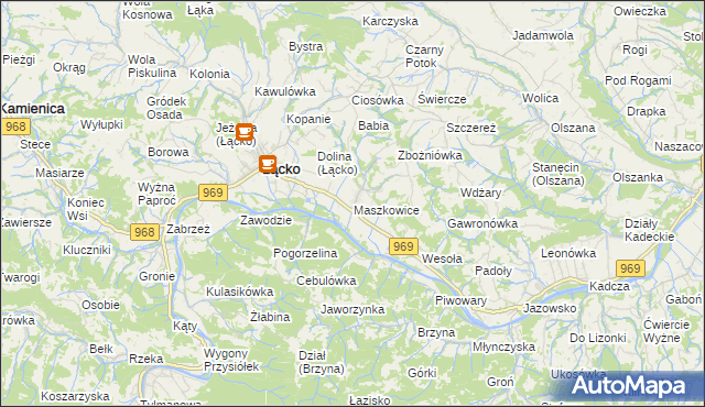 mapa Maszkowice gmina Łącko, Maszkowice gmina Łącko na mapie Targeo