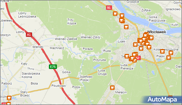 mapa Mazury gmina Brześć Kujawski, Mazury gmina Brześć Kujawski na mapie Targeo