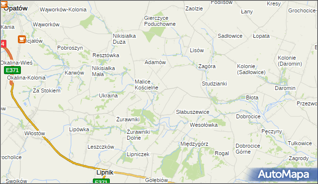 mapa Męczennice, Męczennice na mapie Targeo