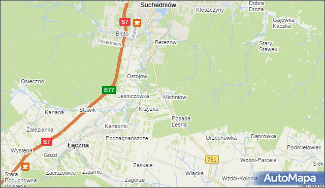 mapa Michniów, Michniów na mapie Targeo