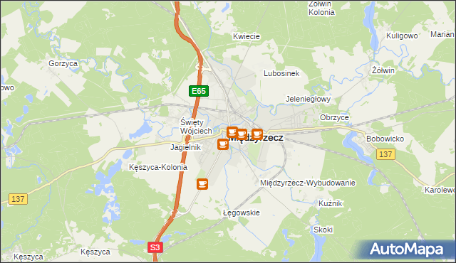 mapa Międzyrzecz, Międzyrzecz na mapie Targeo