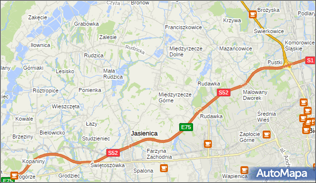 mapa Międzyrzecze Górne, Międzyrzecze Górne na mapie Targeo