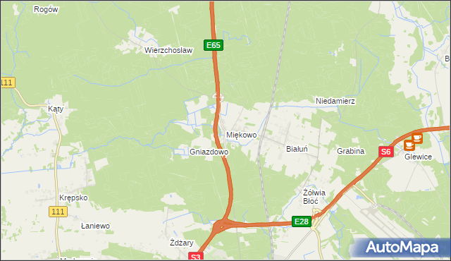 mapa Miękowo gmina Goleniów, Miękowo gmina Goleniów na mapie Targeo