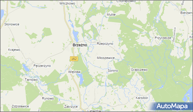 mapa Miłoszewice, Miłoszewice na mapie Targeo