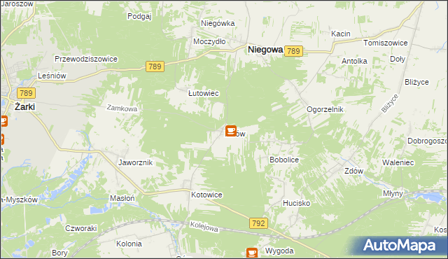 mapa Mirów gmina Niegowa, Mirów gmina Niegowa na mapie Targeo