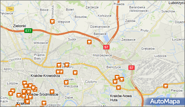 mapa Mistrzejowice, Mistrzejowice na mapie Targeo