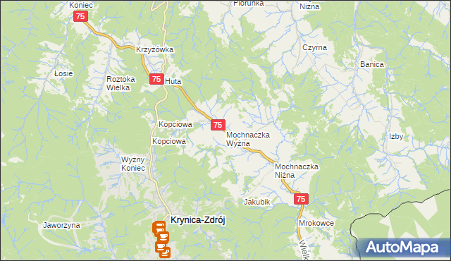 mapa Mochnaczka Wyżna, Mochnaczka Wyżna na mapie Targeo