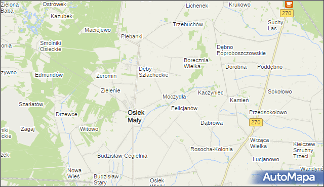 mapa Moczydła gmina Osiek Mały, Moczydła gmina Osiek Mały na mapie Targeo