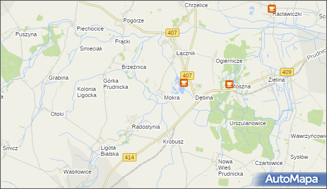 mapa Mokra gmina Biała, Mokra gmina Biała na mapie Targeo