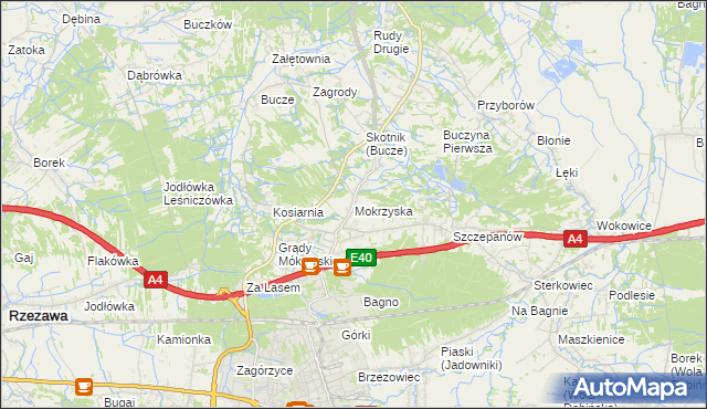 mapa Mokrzyska, Mokrzyska na mapie Targeo