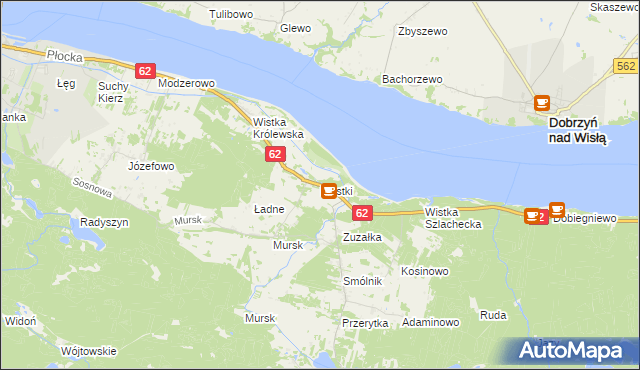 mapa Mostki gmina Włocławek, Mostki gmina Włocławek na mapie Targeo