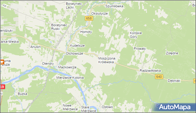 mapa Moszczona Królewska, Moszczona Królewska na mapie Targeo