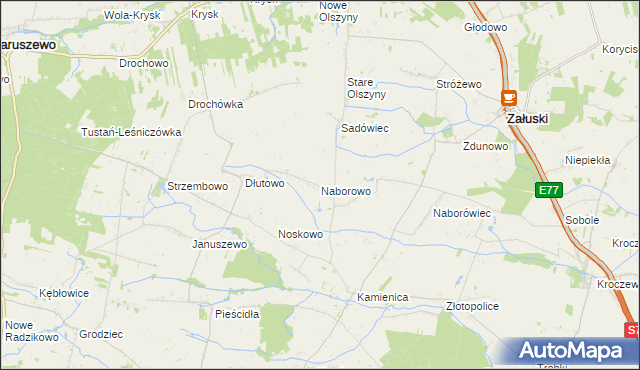 mapa Naborowo, Naborowo na mapie Targeo