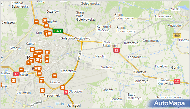 mapa Natolin gmina Jedlnia-Letnisko, Natolin gmina Jedlnia-Letnisko na mapie Targeo