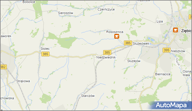 mapa Niedźwiednik gmina Ziębice, Niedźwiednik gmina Ziębice na mapie Targeo