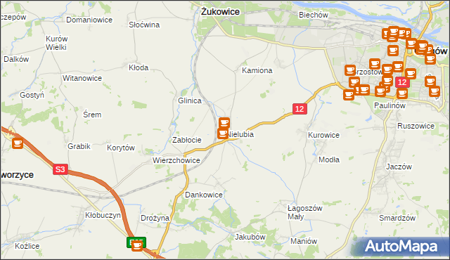 mapa Nielubia, Nielubia na mapie Targeo