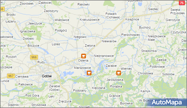 mapa Nieznanowice gmina Gdów, Nieznanowice gmina Gdów na mapie Targeo