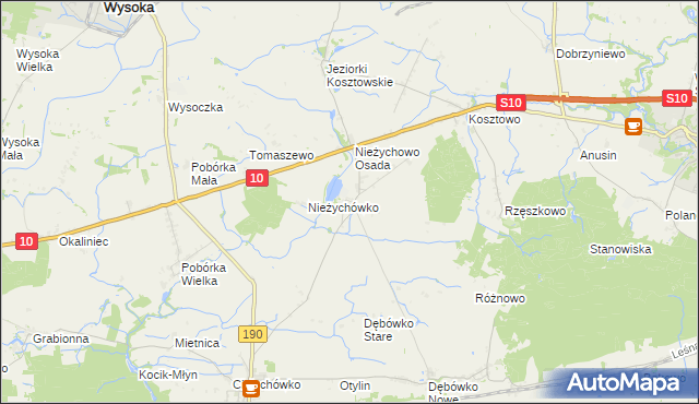 mapa Nieżychowo, Nieżychowo na mapie Targeo