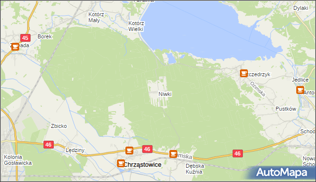 mapa Niwki gmina Chrząstowice, Niwki gmina Chrząstowice na mapie Targeo