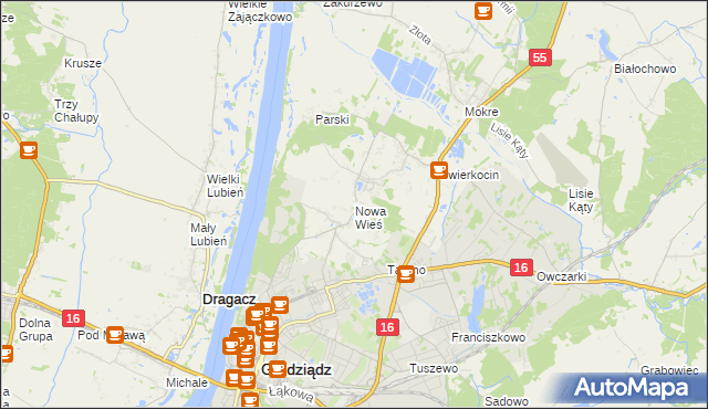 mapa Nowa Wieś gmina Grudziądz, Nowa Wieś gmina Grudziądz na mapie Targeo