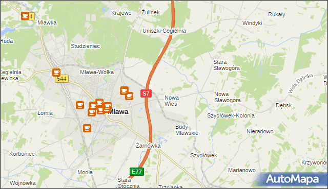 mapa Nowa Wieś gmina Szydłowo, Nowa Wieś gmina Szydłowo na mapie Targeo