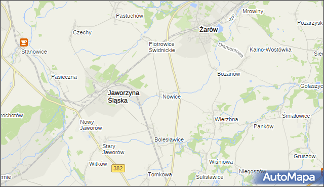 mapa Nowice gmina Jaworzyna Śląska, Nowice gmina Jaworzyna Śląska na mapie Targeo