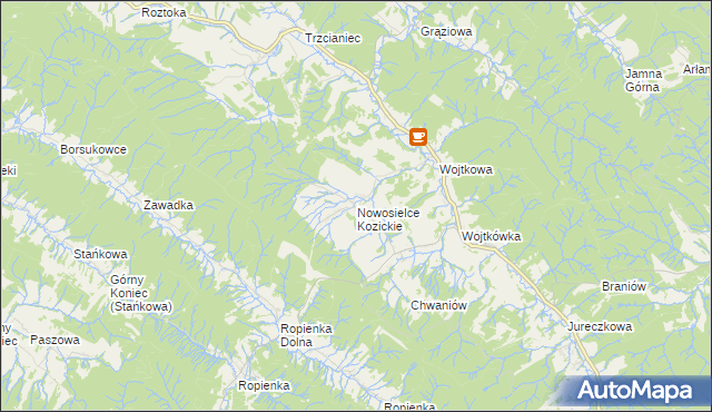 mapa Nowosielce Kozickie, Nowosielce Kozickie na mapie Targeo