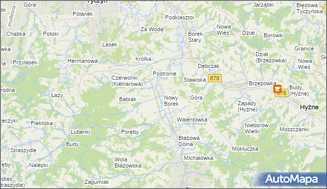 mapa Nowy Borek gmina Błażowa, Nowy Borek gmina Błażowa na mapie Targeo