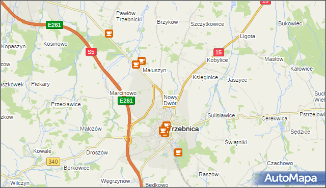 mapa Nowy Dwór gmina Trzebnica, Nowy Dwór gmina Trzebnica na mapie Targeo