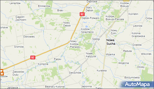 mapa Nowy Kozłów Drugi, Nowy Kozłów Drugi na mapie Targeo