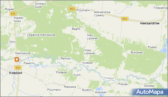 mapa Nowy Lipowiec, Nowy Lipowiec na mapie Targeo