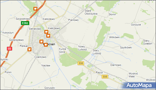 mapa Nowy Lubosz, Nowy Lubosz na mapie Targeo