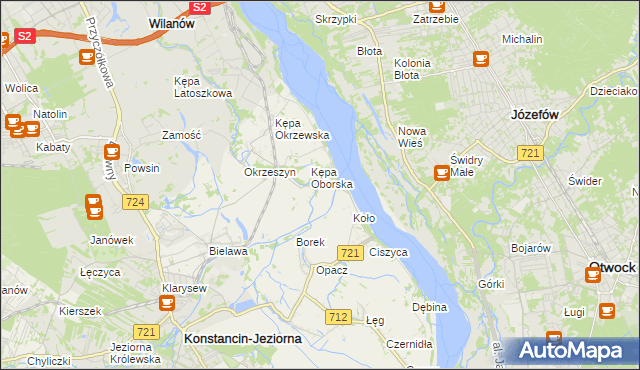 mapa Obórki gmina Konstancin-Jeziorna, Obórki gmina Konstancin-Jeziorna na mapie Targeo