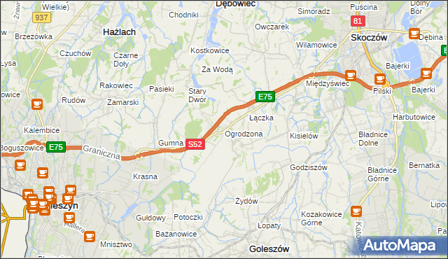 mapa Ogrodzona gmina Dębowiec, Ogrodzona gmina Dębowiec na mapie Targeo