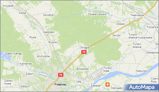 mapa Okrągła, Okrągła na mapie Targeo
