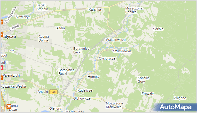 mapa Oksiutycze, Oksiutycze na mapie Targeo