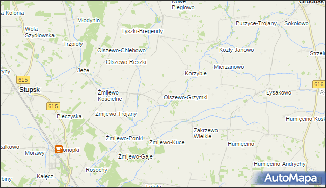 mapa Olszewo-Grzymki, Olszewo-Grzymki na mapie Targeo