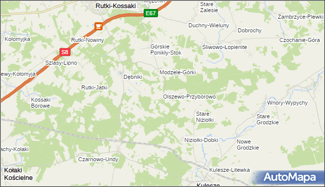 mapa Olszewo-Przyborowo, Olszewo-Przyborowo na mapie Targeo