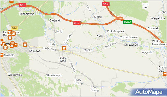 mapa Opoka gmina Końskowola, Opoka gmina Końskowola na mapie Targeo