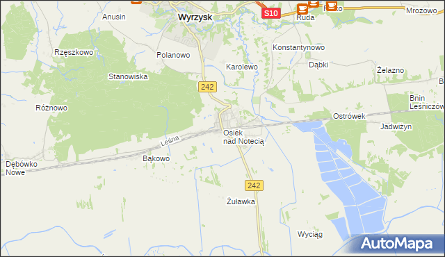 mapa Osiek nad Notecią, Osiek nad Notecią na mapie Targeo